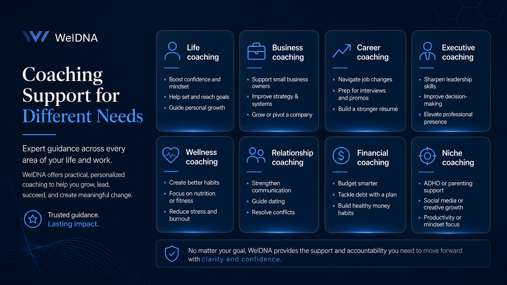 WelDNA specialized coaching for engineering, business, operations, executives, AI governance and transformation